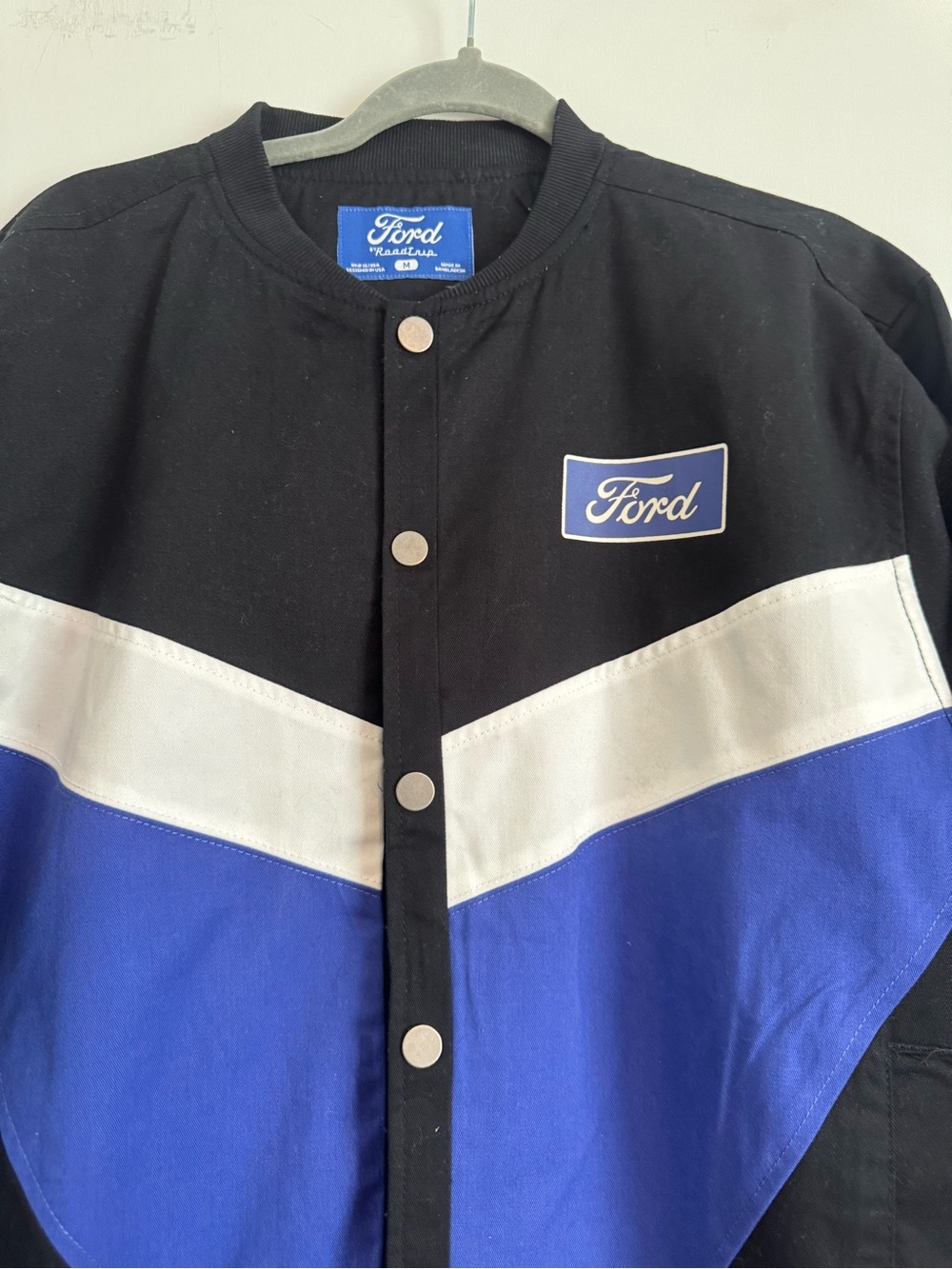 Ford Black, Blue & White Chevron Racing Bomber Jacket - Picture 2 of 7